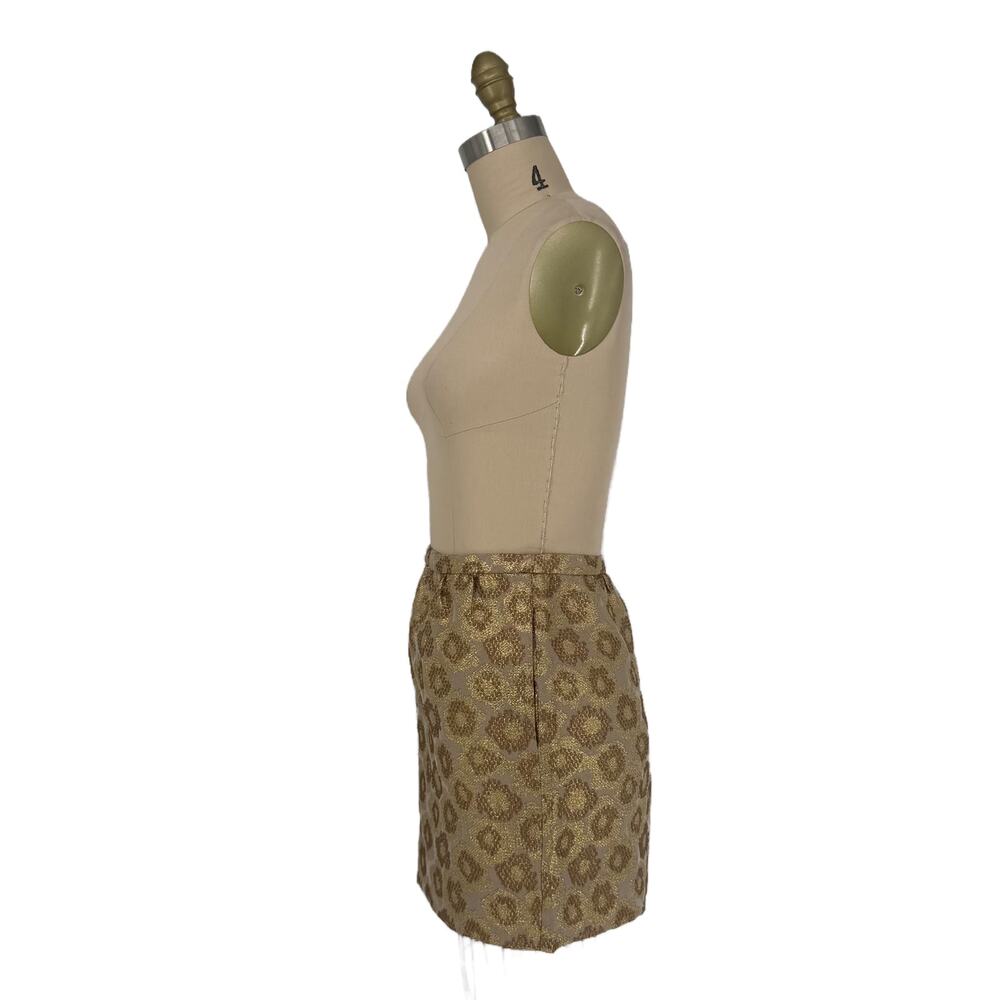 J. Crew Goldenrod Jacquard Mini Skirt Womens size 0 Gold Metallic - Picture 6 of 16